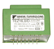 Transformator TEZ16/D, primar 230V, secundar 12V + 12V, BREVE-TUFVASSONS, montare prin lipire pe cablaj